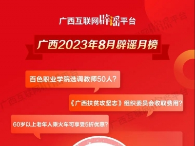 廣西8月辟謠榜——讓謠言無處躲藏！