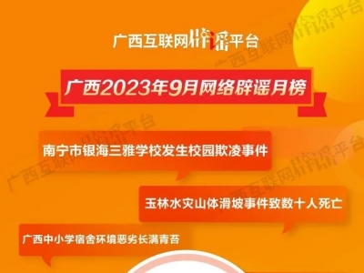 廣西2023年9月辟謠榜——擊破謠言刻不容緩！