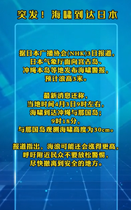 據(jù)日本廣播協(xié)會(huì)(NHK)3日?qǐng)?bào)道，日本氣象廳面向?qū)m古島、沖繩本島等地發(fā)布海嘯警報(bào)，預(yù)計(jì)浪高3米。