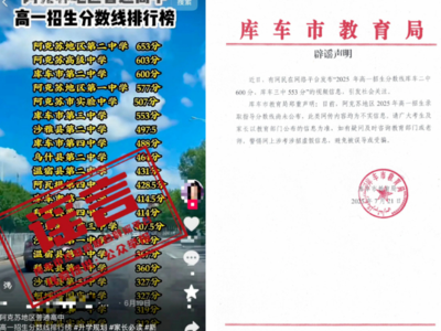 新疆阿克蘇地區(qū)普通高中錄取分?jǐn)?shù)線(xiàn)已公布？謠言！