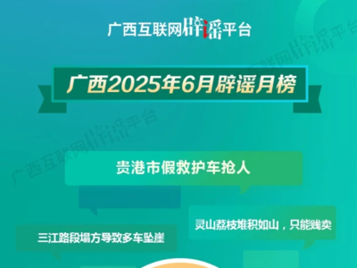 廣西2025年6月辟謠榜——謠言消除！