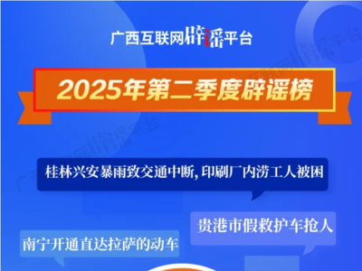廣西2025年第二季度辟謠榜——謠言！哪里逃！ 
