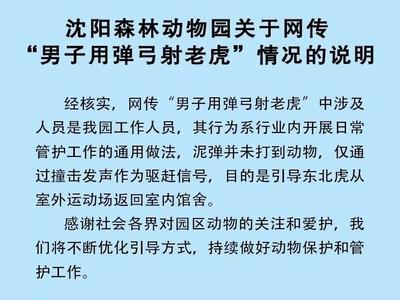 “男子用弹弓射老虎”？沈阳森林动物园回应